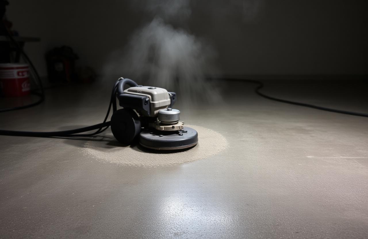 Diamond grinding concrete in preparation for coating